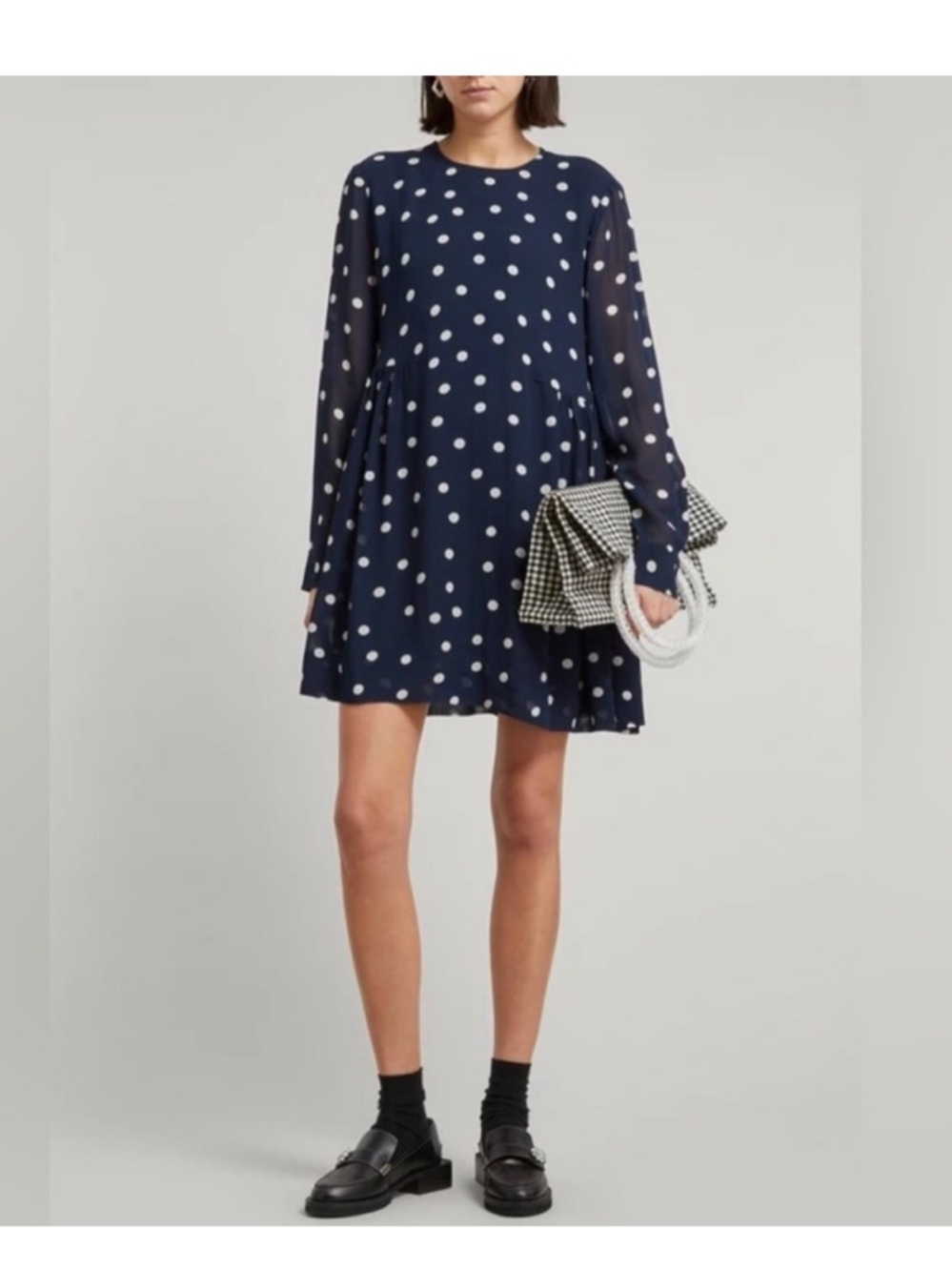 Ganni Georgette Polka Dot Mini Dress - Picture 3 of 9